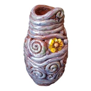 Coil Vase Artistic Swirl Ceramic Vase - Signed Mary J Marcy